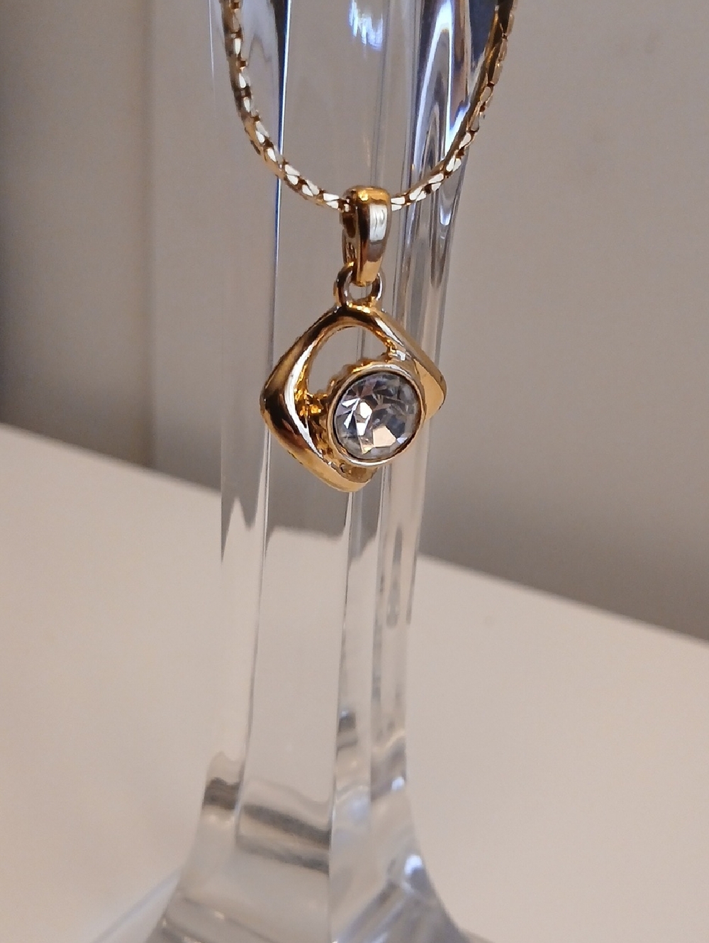 Yves Saint Laurent Gold Rhinestone Necklace 17 "